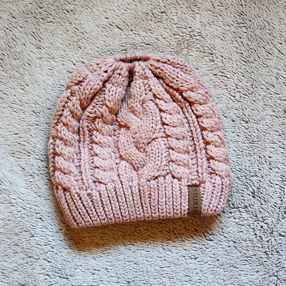 EUC Furtalk ponytail hat cap light pink one size